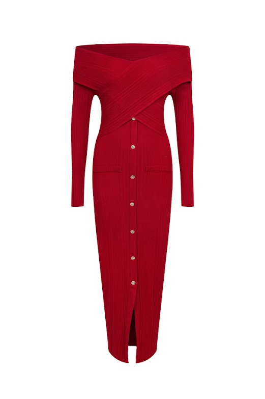 Riviera Off-Shoulder Midi Dress