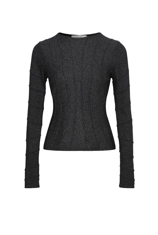 Ribbed Stitching Knit Long Sleeve Top