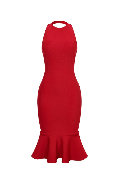 Bandage Halter Mermaid Midi Dress