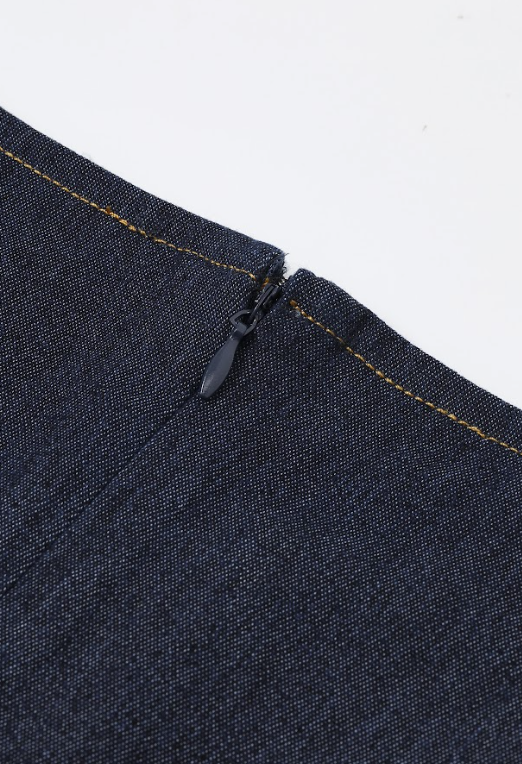 Denim Cinched Waist Midi Dress