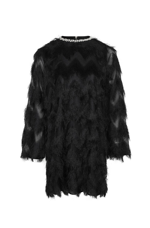 Lace Long Sleeve Dress with Zigzag Pattern