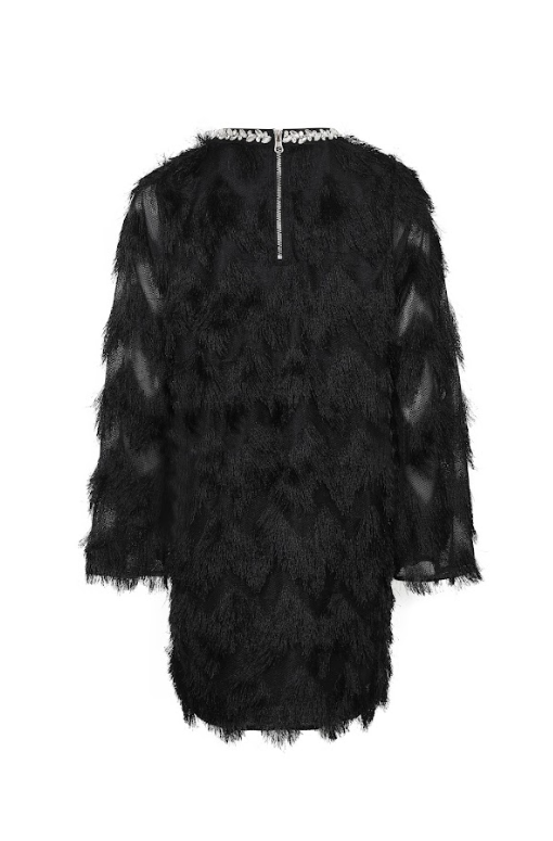 Lace Long Sleeve Dress with Zigzag Pattern