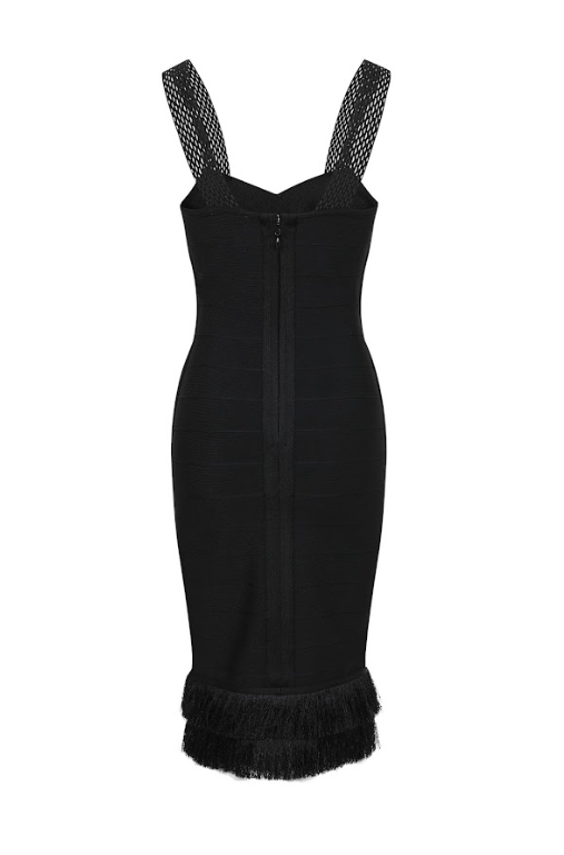 Fringe Contour Midi Bandage Dress