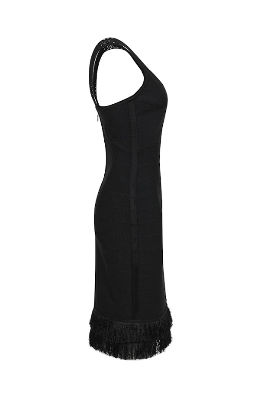 Fringe Contour Midi Bandage Dress