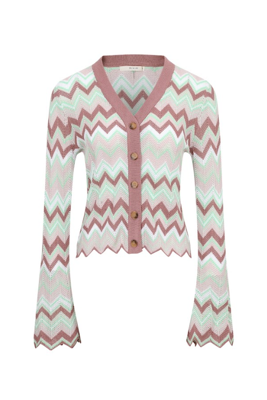 Geometric Pattern Knit Cardigan