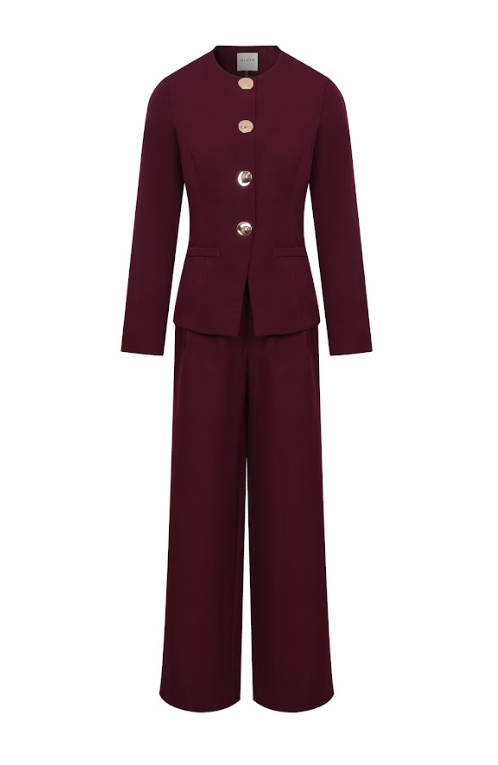 Serenity Structure Woven Long Sleeve Vest & Pants Set