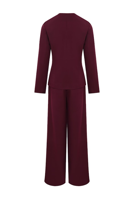 Serenity Structure Woven Long Sleeve Vest & Pants Set