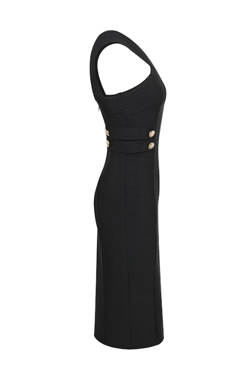 Edith Halter Crossover Bandage Midi Dress
