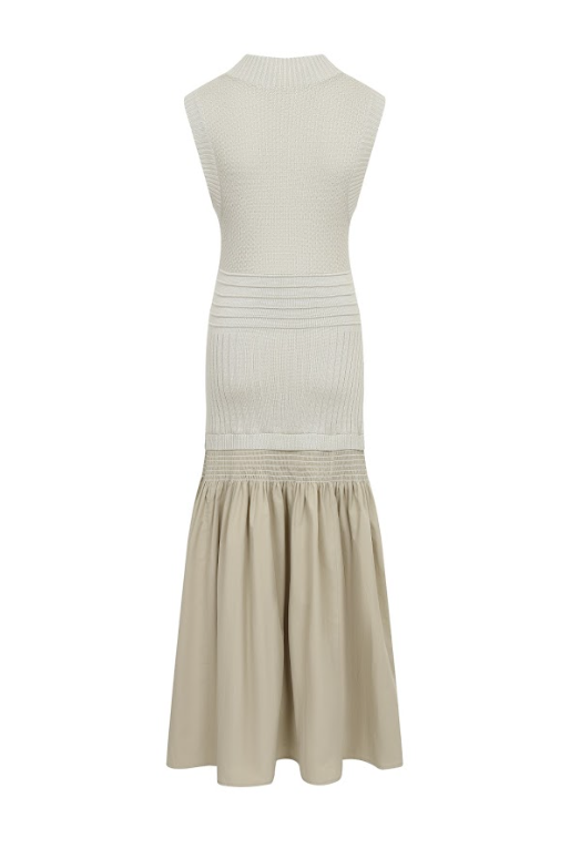 Mock-Neck Drop-Waist Sweater Midi Dress