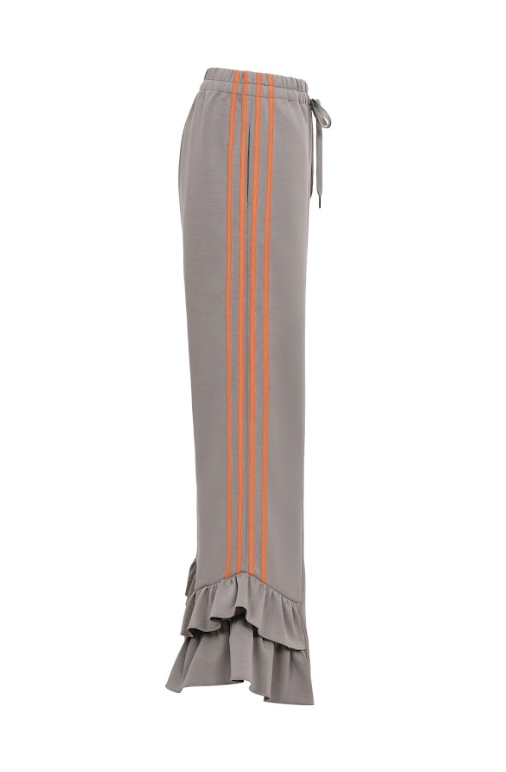 Ruffled Hem Wide Pants