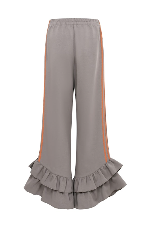 Ruffled Hem Wide Pants