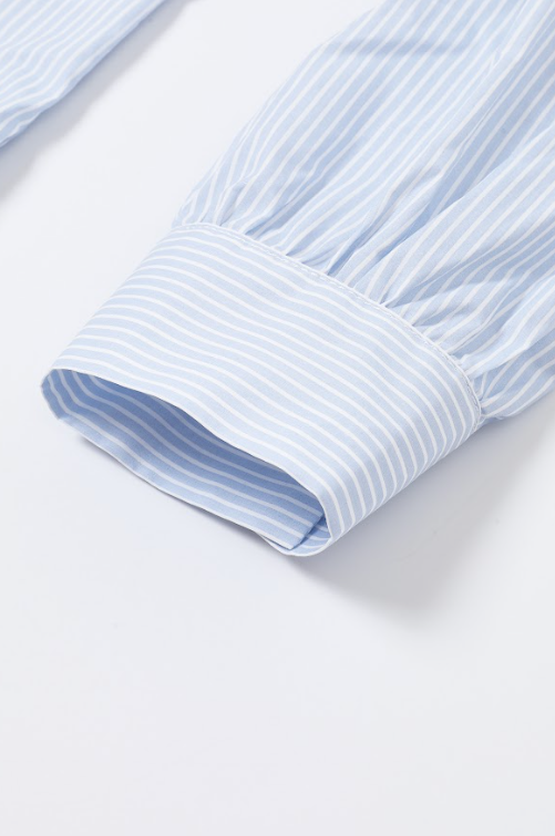 Pearl Detail Oversized Stripe Poplin Shirt