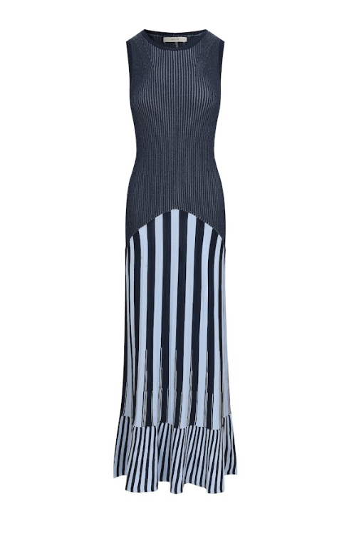 Sara Two Tone Striped Knit Maxi Dress