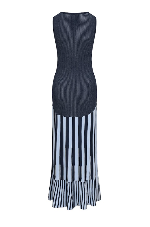 Sara Two Tone Striped Knit Maxi Dress