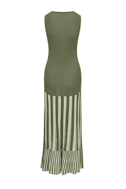 Sara Two Tone Striped Knit Maxi Dress