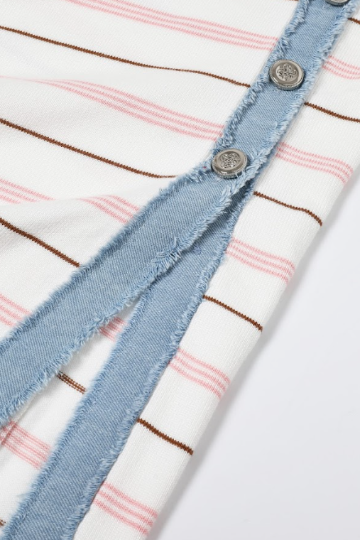 Short Sleeve Knit Dress with Stripe Pattern