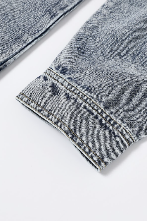 Knit Sweater with Denim Contrast