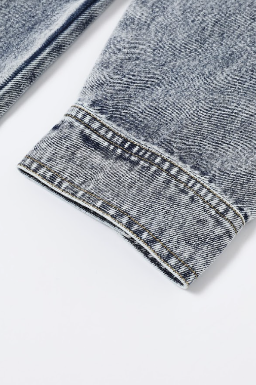 Knit Sweater with Denim Contrast