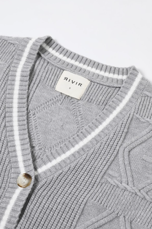 Knit Sweater with Denim Contrast