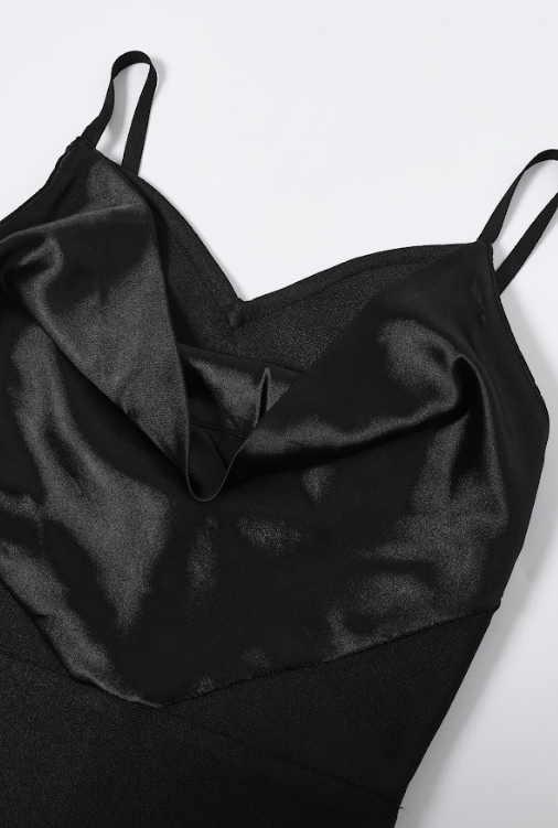 Midnight Whisper Cowl Bandage Dress