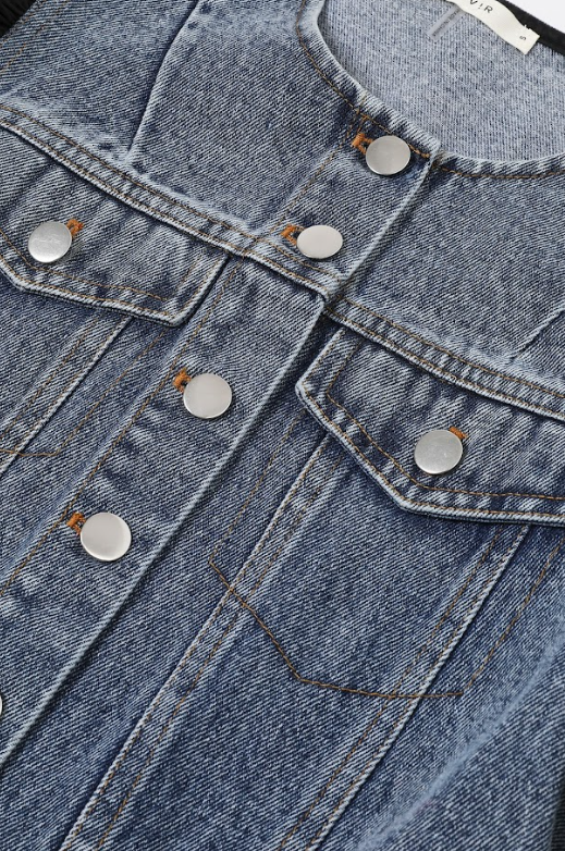 Super Ruffled Crop Denim Jacket