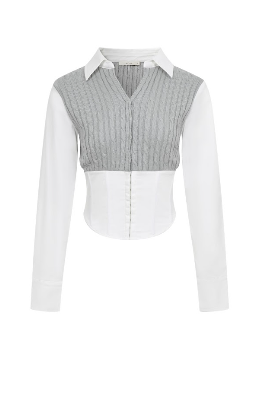 Poplin Knit Corset Shirt