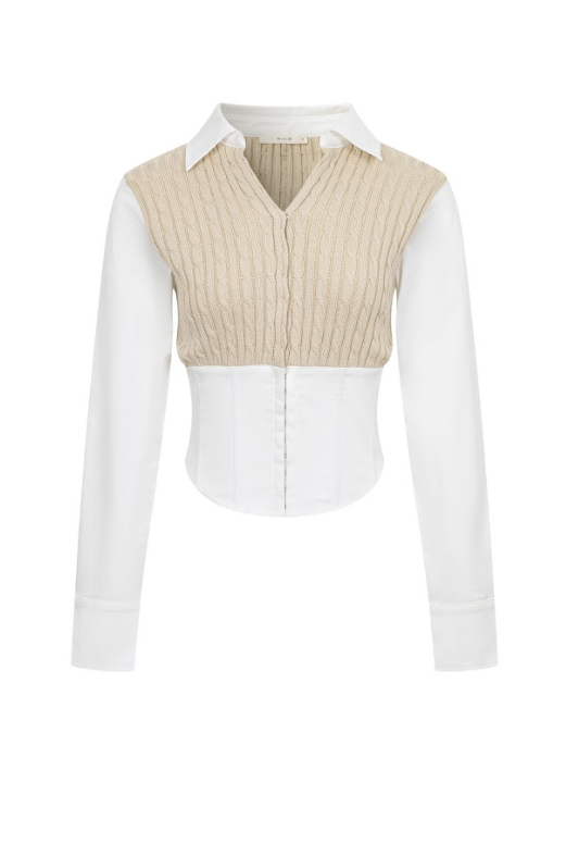 Poplin Knit Corset Shirt