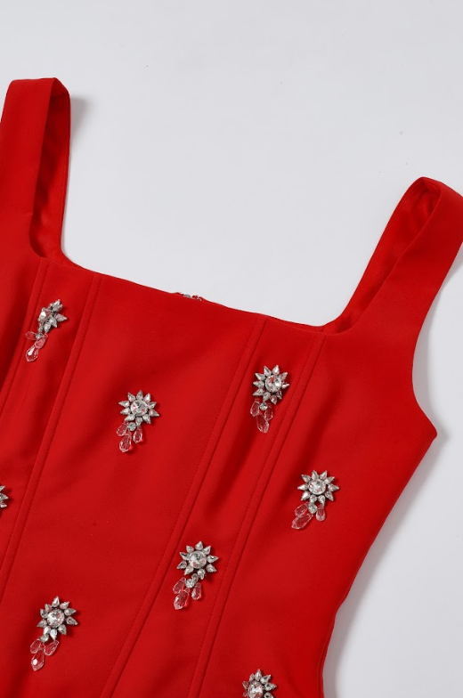 The Cascade Embellished Woven Gem Corset Top