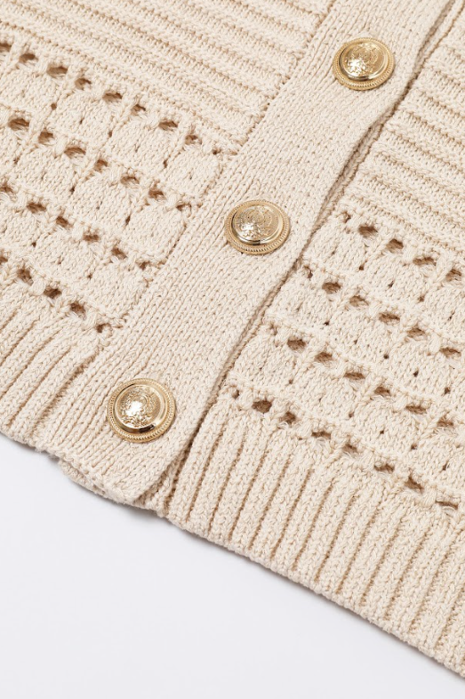 Crochet Lurex Knit Cardigan