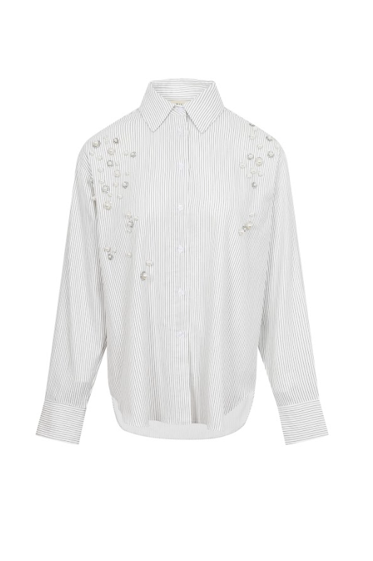 The Eloquence Oxford Embellished Stripe Top