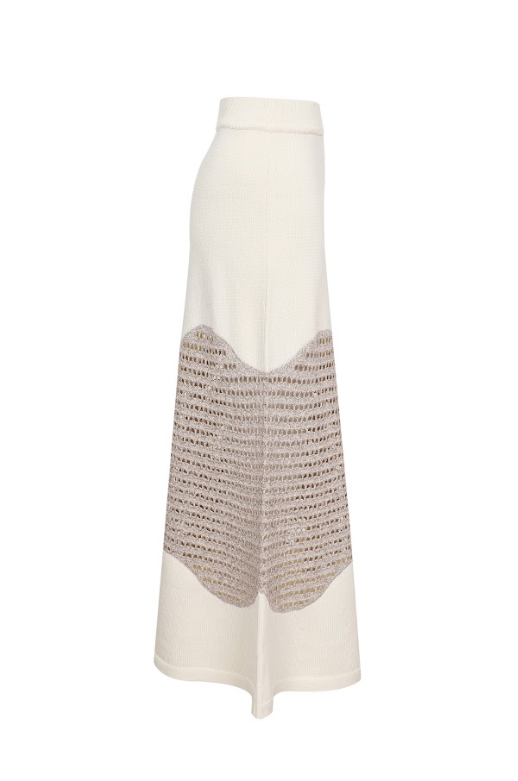 Metallic knit Contrast Midi Skirt