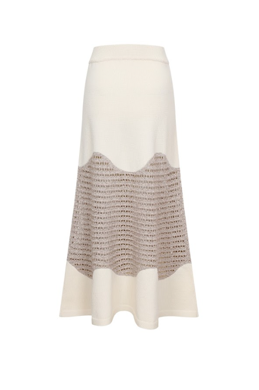 Metallic knit Contrast Midi Skirt