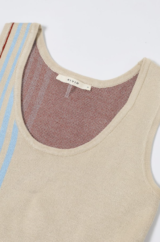 Knit Button Embellished Stripe Maxi Sleeveless Dress