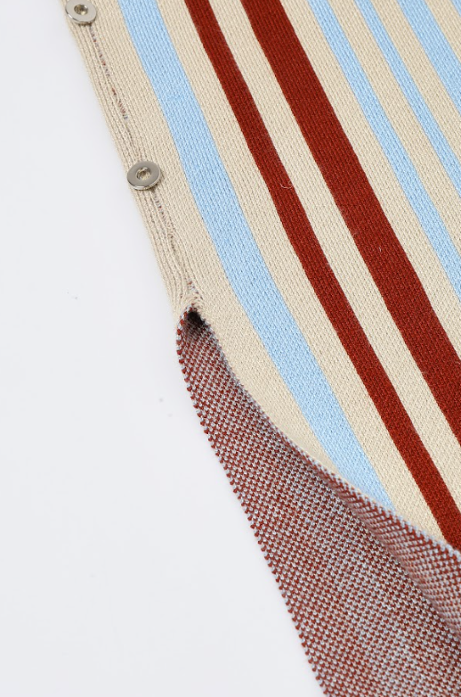 Knit Button Embellished Stripe Maxi Sleeveless Dress