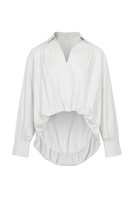 Stripe Bubble High Low Shirt