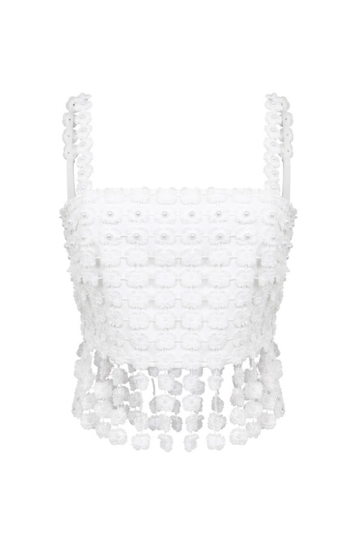 Kaia Woven Lace Fringe Detail Top