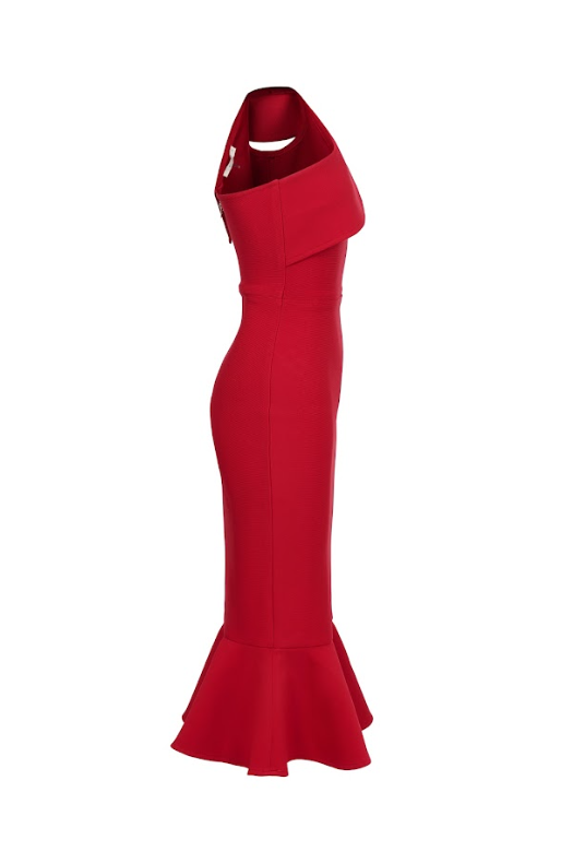 Bandage One Shoulder Fishtail Hem Dress