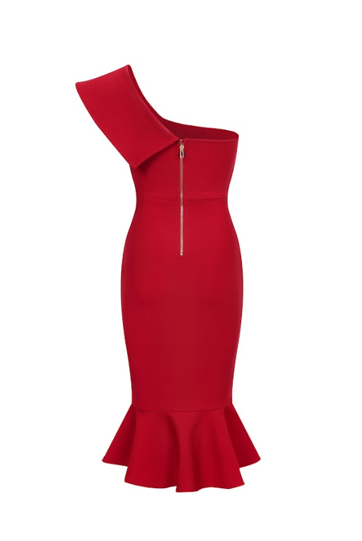 Bandage One Shoulder Fishtail Hem Dress