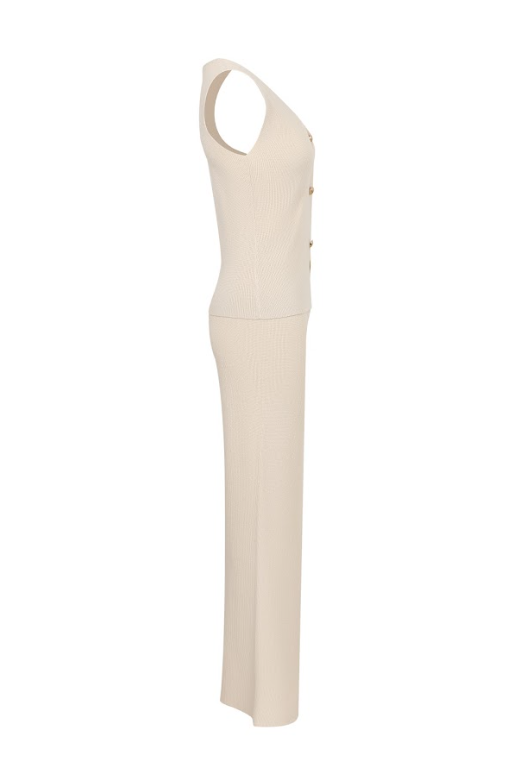 Cashmere Canvas Sleeveless Knit Vest & Pants Set