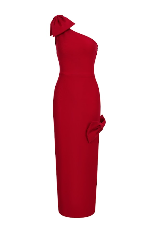 Sculpted Elegance Bow Maxi Dress