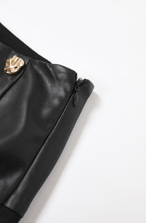 Leather Mix Twill Balloon Pants