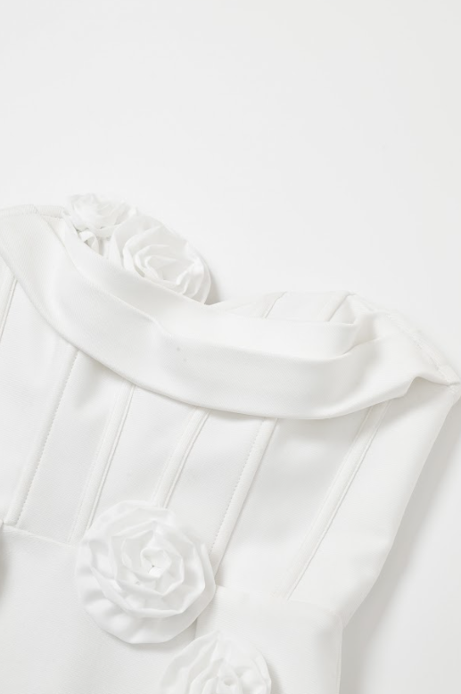 Sculpted Elegance Rosette Appliqué Bandage Dress