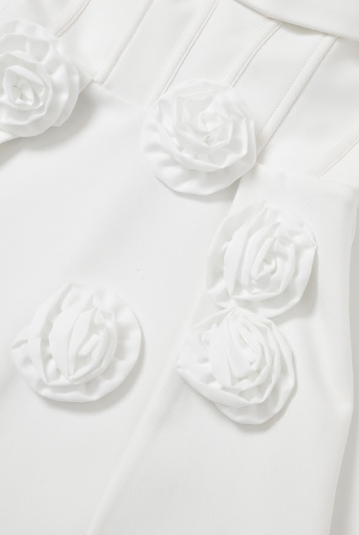 Sculpted Elegance Rosette Appliqué Bandage Dress