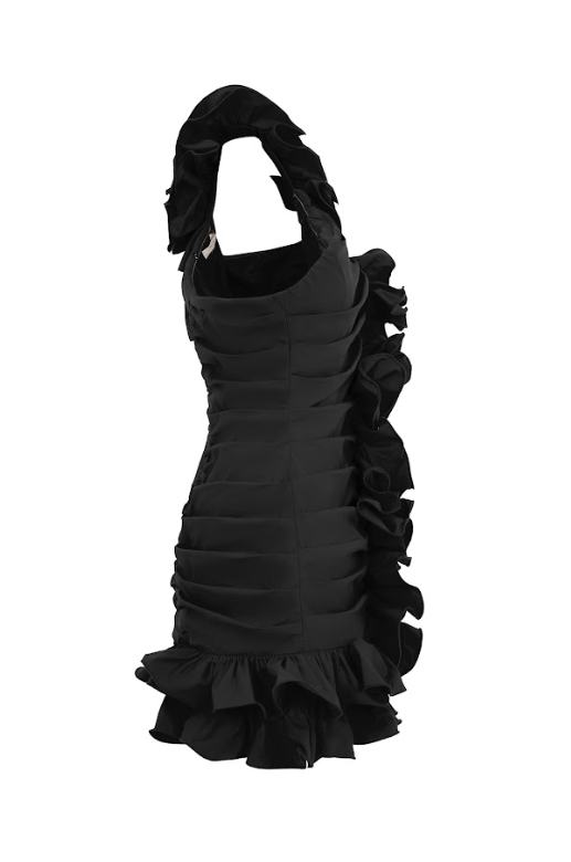 Asymmetric Ruffle Accent Dress