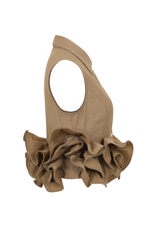 Zoe Woven Sleeveless Ruffle Shirt