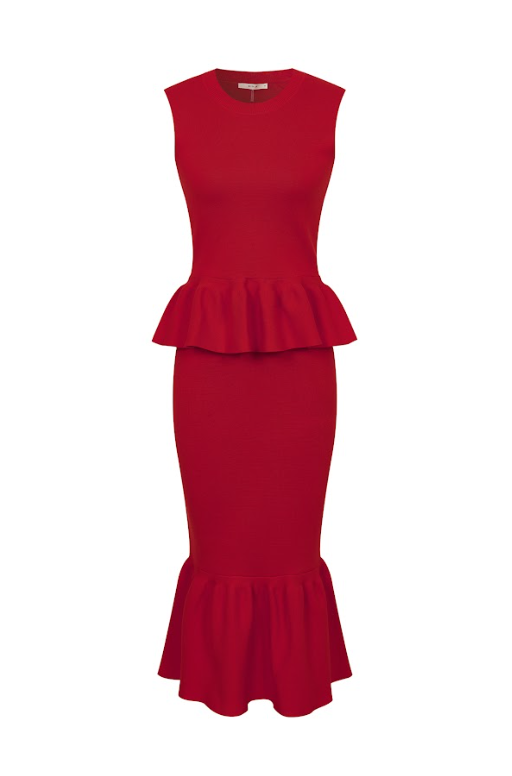 Bloomform Knit Sleeveless Peplum Top and Midi Skirt Set