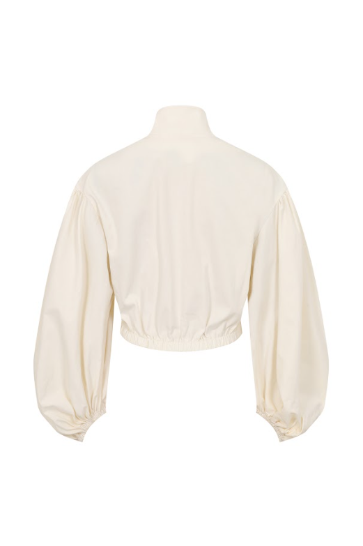 Super Puffed Sleeves Piping Detail Jacket