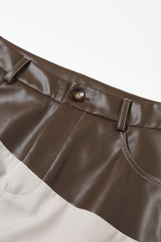 Leather Mix Barrel Pants