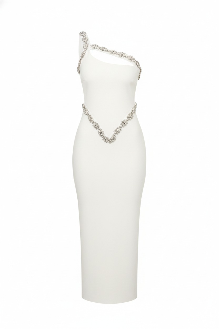 Floral Edge Bandage Maxi Dress